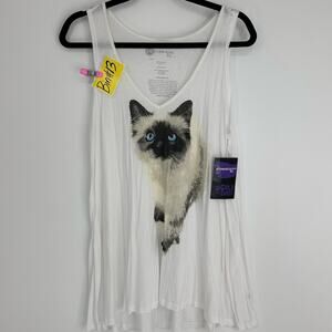 Revenge Is White Tank Too Kitty Cat Size Large NEW